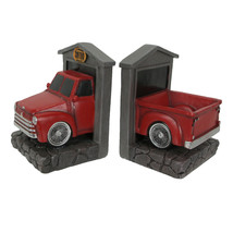 Rustic Red Vintage Pickup Truck Bookends Classic Decorative Bookshelf Decor - £38.12 GBP