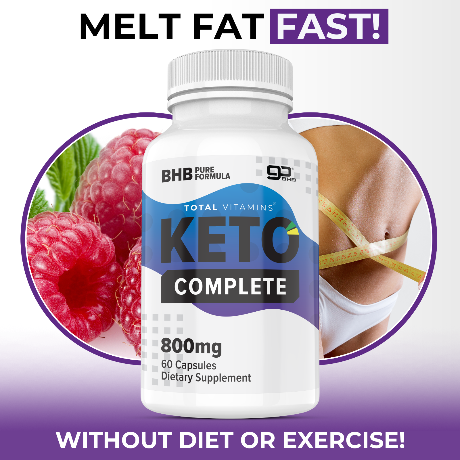 2 Bottles Keto Complete Diet Pills 800mg BHB Exogenous Fat Burner Weight Loss Item image 4
