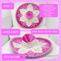 adults pink with  silver decorations mexican charro sombrero MARIACHI HAT  - $99.99