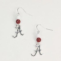 Alabama Crimson Tide Silver plated and Beaded Wire Earrings - £11.12 GBP