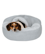Plush &amp; Performance Linen Hooded Donut Pet Bed for Dogs &amp; Cats - Mist Gr... - €33,42 EUR