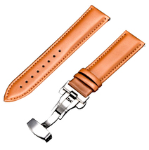 18mm 20mm 22mm 24mm Tan Watch Band Strap With Deployment Silver Buckle - £15.97 GBP