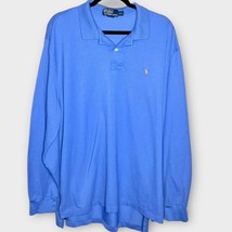 POLO RALPH LAUREN blue long sleeve polo shirt men’s size XXL - £26.64 GBP