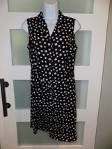 Apt.9 Black W/Polka-Dot Sleeveless Button Down Belted Dress Size 10 Wome... - $23.00
