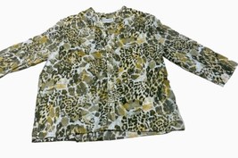 Alfred Dunner Size 14 Button Down Shirt 3/4 Sleeve Collar Animal Print C... - £7.10 GBP