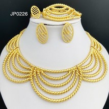 Gold Plated Jewelry Set African Women Necklace Earrings Big Bracelet conjuntos d - £62.90 GBP