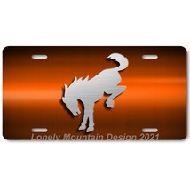 Ford Bronco Art Gray on Orange/Brown FLAT Aluminum Novelty License Tag P... - £12.64 GBP
