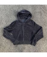 John Galt Black Velour Hoodie Full Zip One Size Black Dark Gray Long Sle... - $163.49 MXN