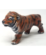 Yellow Eye Orange Tiger Figurine Small Standing Black Stripe Ceramic Vin... - $18.95