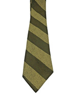70s Tie Green Striped Dacron Repp Diagonal Stripe Dark Academia Vintage ... - $50.90 CAD