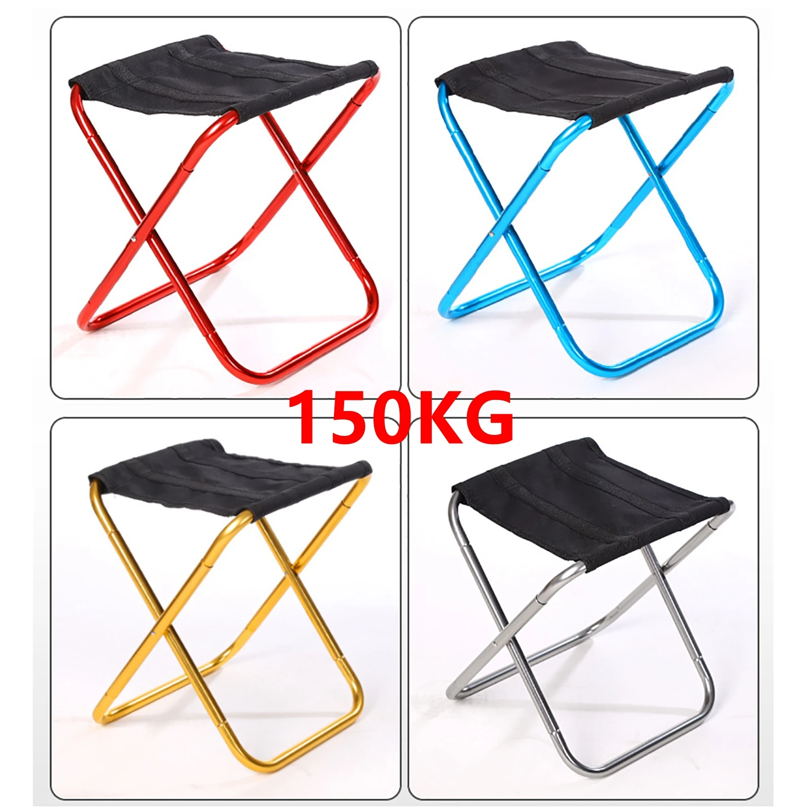 150KG Thickened Aluminum Alloy Folding Small Stool Portable Bench Stool Mare - £14.72 GBP