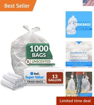 Durable 13 Gallon Clear Trash Bags - 1000 Count Bulk Kitchen Garbage Liners - $79.49