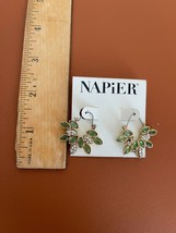 Napier Gold Tone Studded Crystal Rhinestone Dangling Leaf Pattern Earrin... - £9.71 GBP