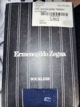 Ermenegildo Zegna 3 Pack Men&#39;s Blue Cotton No Show Socks Sockless Terry ... - $41.81