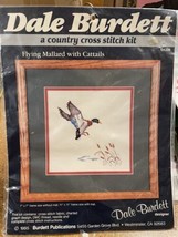 Vintage 1985 Dale Burdett Country Cross Stitch Flying Mallard With Cattails - $6.64