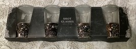 New SKULL Shot Glasses Set of 4 DIA DE LOS MUERTOS  Metal Bottom - £11.72 GBP