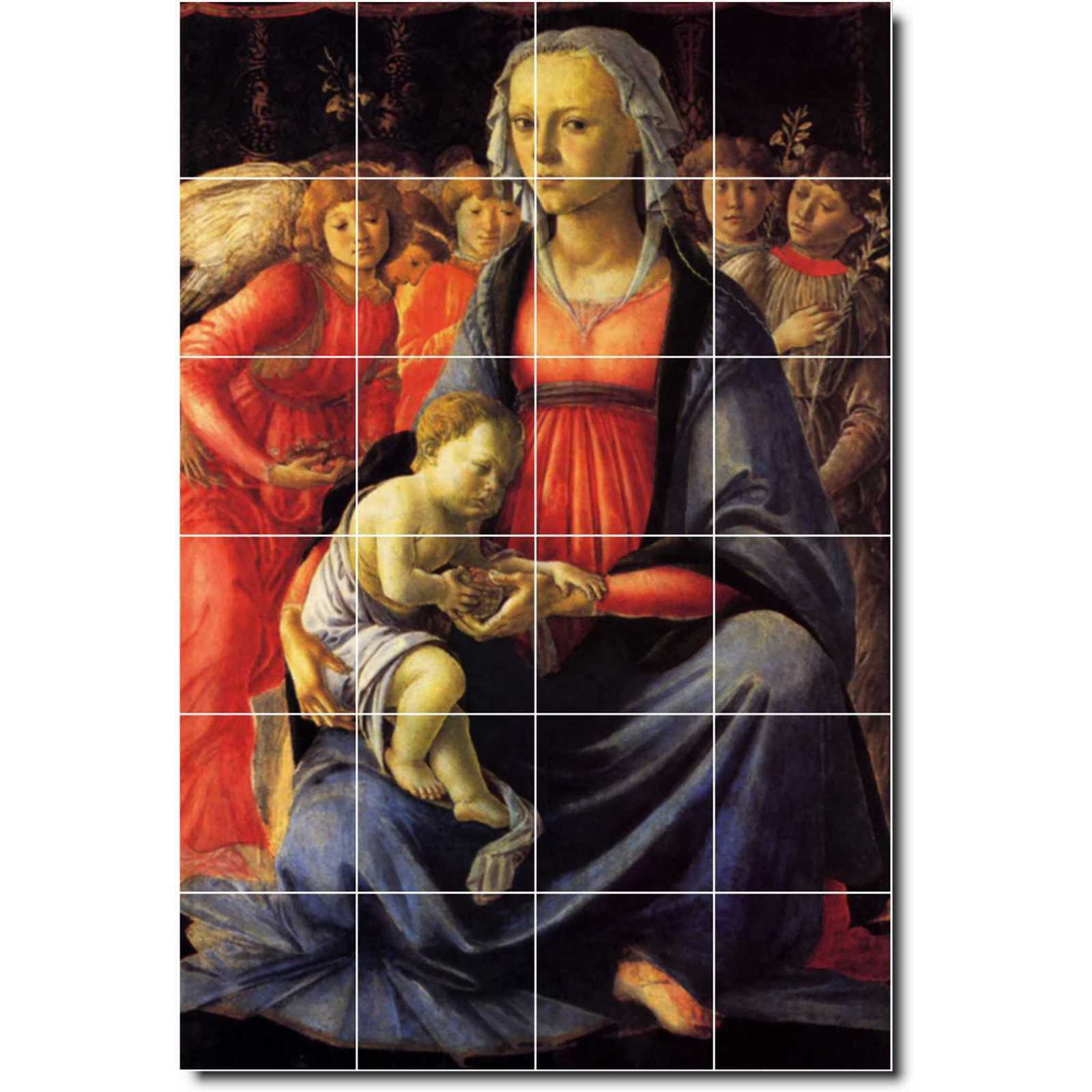 Botticelli sandro the virgin with the child and five angels