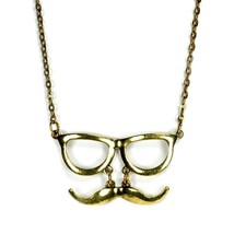 MUSTACHE AND GLASSES NECKLACE Movember Handlebar Moustache Charm Pendant... - $0.99