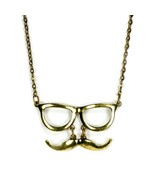 MUSTACHE AND GLASSES NECKLACE Movember Handlebar Moustache Charm Pendant... - $18.53 MXN