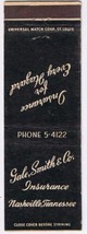 Matchbook Cover Gale Smith &amp; Co Insurance Nashville Tennessee - £0.77 GBP