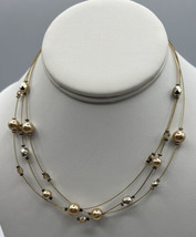 Jewelry Necklace Lia Sophia 3 Strands Wire Faux Pearls Geometric Acrylic... - $28.01