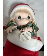 VINTAGE 1998 PRECIOUS MOMENTS DOLL IN STOCKING &quot;CHRISTMAS EVE&quot; HOLLY BERRY - $17.58 CAD
