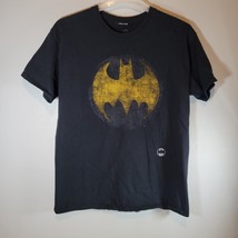 Batman Mens Shirt Large Black Short Sleeve Casual Distressed Logo - £10.76 GBP