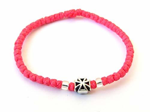 Iconsgr Handmade Christian Orthodox Komboskoini Chotki Prayer Rope Bracelet Pink