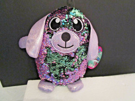 Shimmeez Stuffed Animal TOY DOG Reversible Sequins Purple to Silver NWT - $8.99
