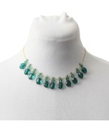 Green Drop Faceted Bead Necklace 18K Gold Filled - $39.99