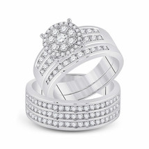 Authenticity Guarantee 
14kt White Gold His Her Round Diamond Cluster Ma... - £1,916.87 GBP