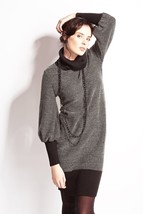Europ EAN Wool Knitted Sweater Dress Cowl Neck Fashion Sleeves Work Party Casual - £100.36 GBP
