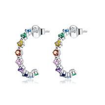 WOSTU 925 Silver Colorful Horse Stud Earring Rainbow Heart Star Moon Earrings Fo - £16.84 GBP