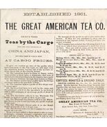 1880s Great American Tea Company Advertisement Victorian Ephemera DWPP22 - $70.06 CAD