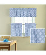 Damask Gray Silver/White Sophisticate 3 Piece Window Valance and Tier Se... - $14.14 CAD