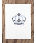 Silver Glitter and Emerald Green Crown Greeting Card - £7.06 GBP