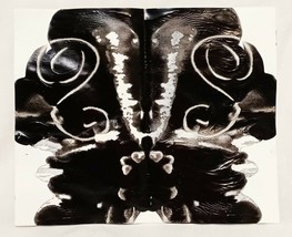 Original Abstract Art Ink Blot Mirror Image Reflection Black White 7&quot; Curls S  - £14.52 GBP