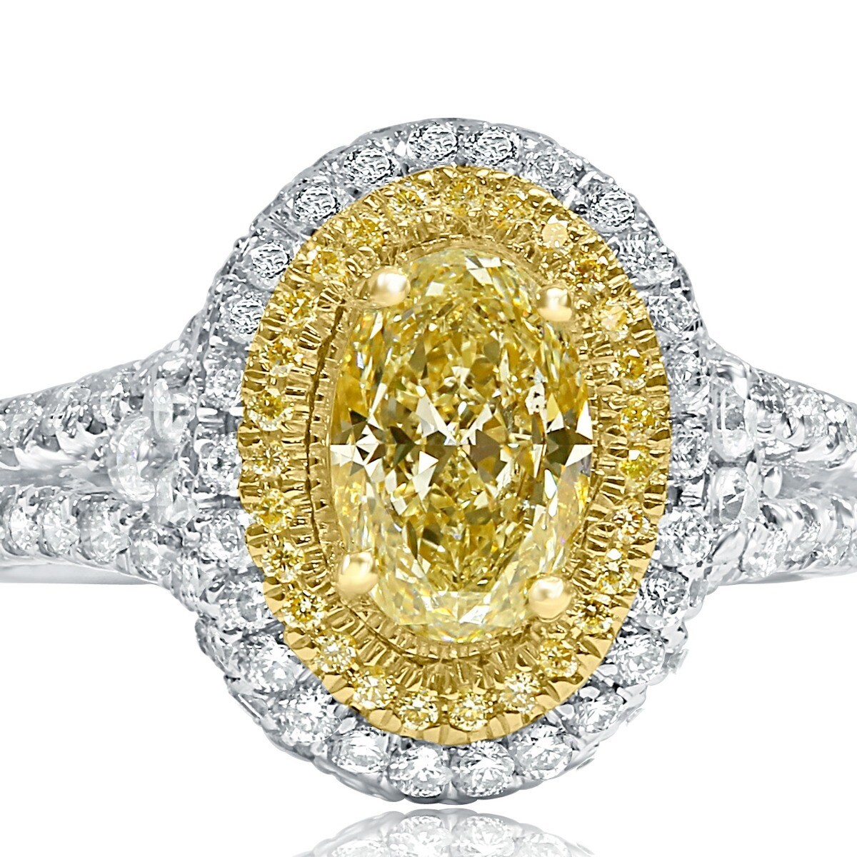 GIA Certified 2.03 Ct Faint Yellow Oval Diamond Engagement Ring 18k White Gold Item image 5
