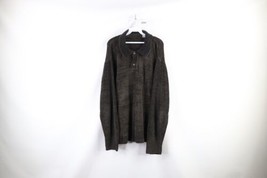 Vintage 90s Streetwear Mens XL Thrashed Thin Sheer Collared Polo Sweater Gray - £31.03 GBP