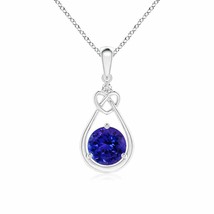 ANGARA Tanzanite Knotted Heart Pendant with Diamond in 14K Solid Gold | 18&quot;Chain - £722.90 GBP