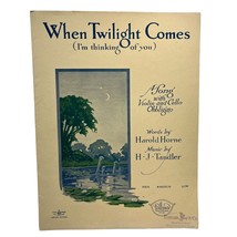 When Twilight Comes Violin Cello Sheet Music Vintage H J Tandler 1926 - £9.55 GBP