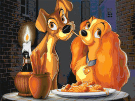 Counted Cross Stitch Pattern Lady and the tramp 331x248 stitches BN843 - $3.99