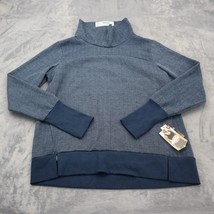 Avia Shirt Womens Small 4-6 Blue Long Sleeve Herringbone Pullover Mockneck - £19.76 GBP