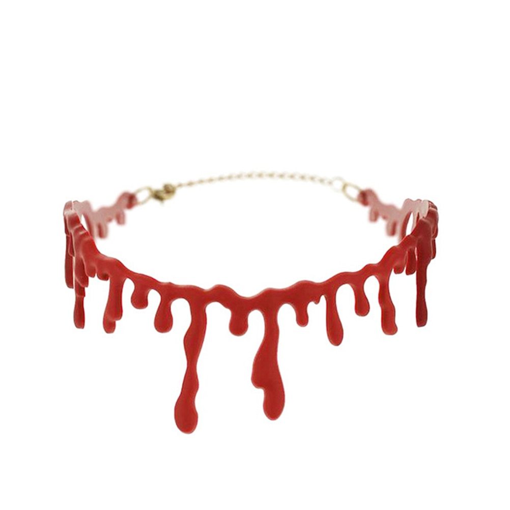 Elliz Clothing's Dripping Blood Choker Slit Throat Illusion Necklace Halloween Item image 2