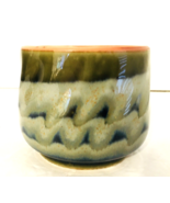 Studio Pottery Tea Bowl Chawan Green &amp; White Porcelain 2.25&quot;H 2.5”W Hand... - $18.48 CAD