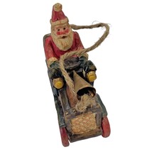 Folkart Christmas Tree Ornament Santa Claus Old Fashioned Antique Auto Car Buggy - £11.86 GBP