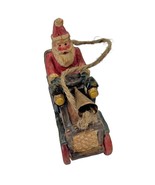 Folkart Christmas Tree Ornament Santa Claus Old Fashioned Antique Auto C... - £11.76 GBP