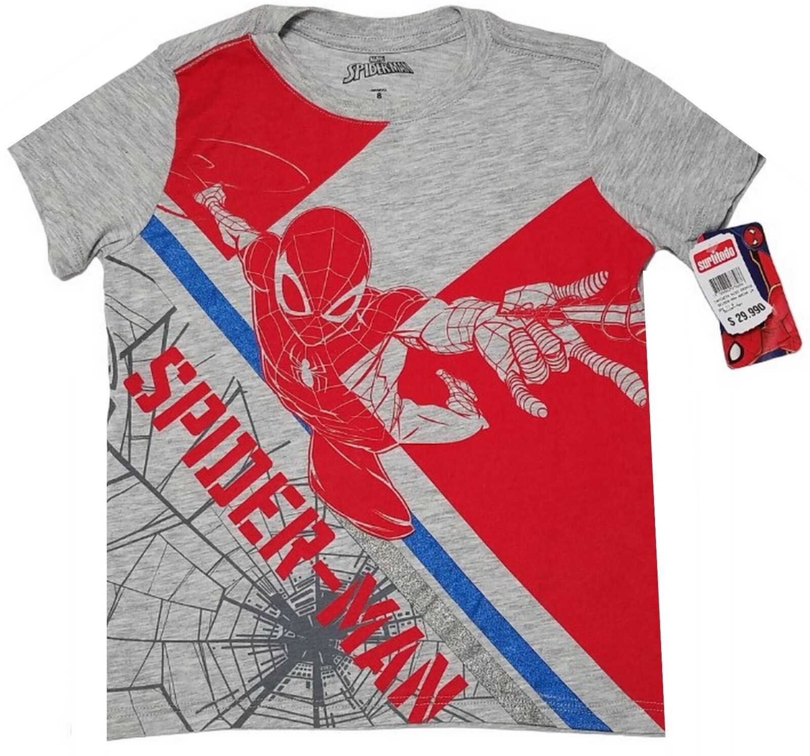 Marvel Spider-Man Short Sleeve Boy Crew Neck Graphic T-Shirt (Size: 8) NWT - £5.92 GBP