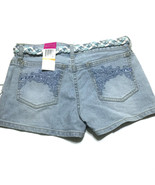 GLO Vintage 90s Jeans Shorts Sz 3 Junior Stretchy Embellished Belt - $44.11 CAD
