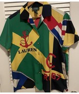 Vtg LAUREN Ralph Lauren Women’s All Over Print Nautical Shirt Size S 90s... - $218.81 CAD